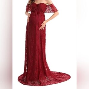Elegant Red Lace Gown